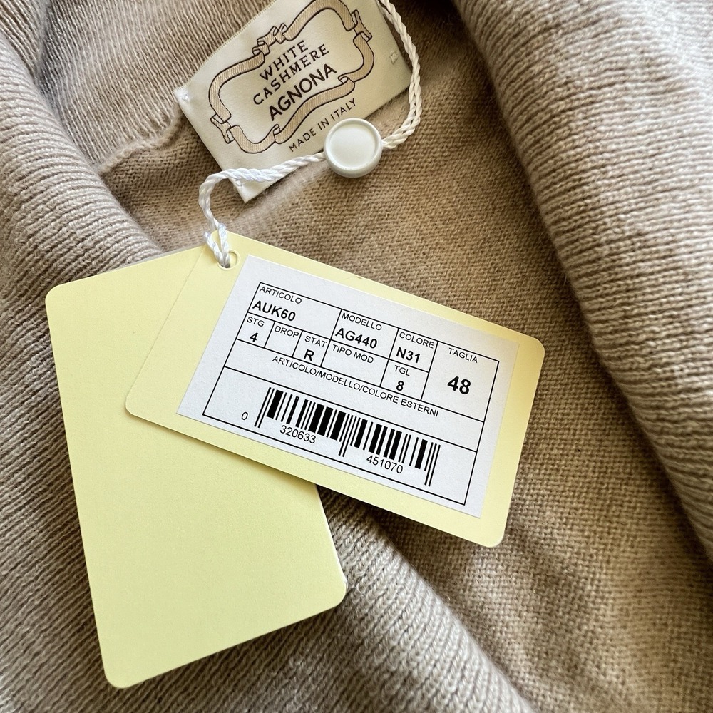 Agnona White Cashmere Shawl Collar Cardigan size 8 48 Beige - Picture 7 of 9